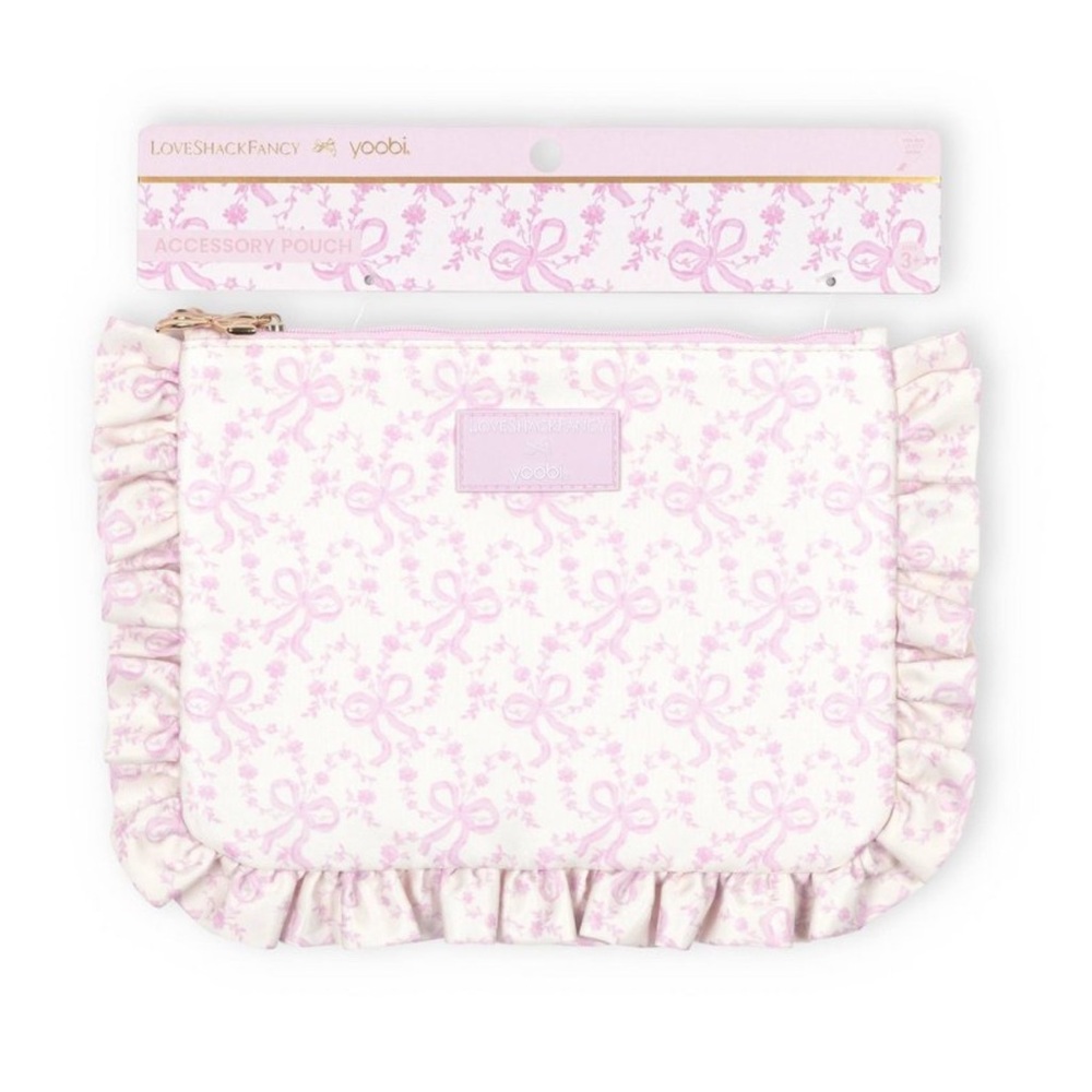 LoveShackFancy X Target Coquette Bow Flat Zip Pencil Case with Ruffles - Picture 3 of 3